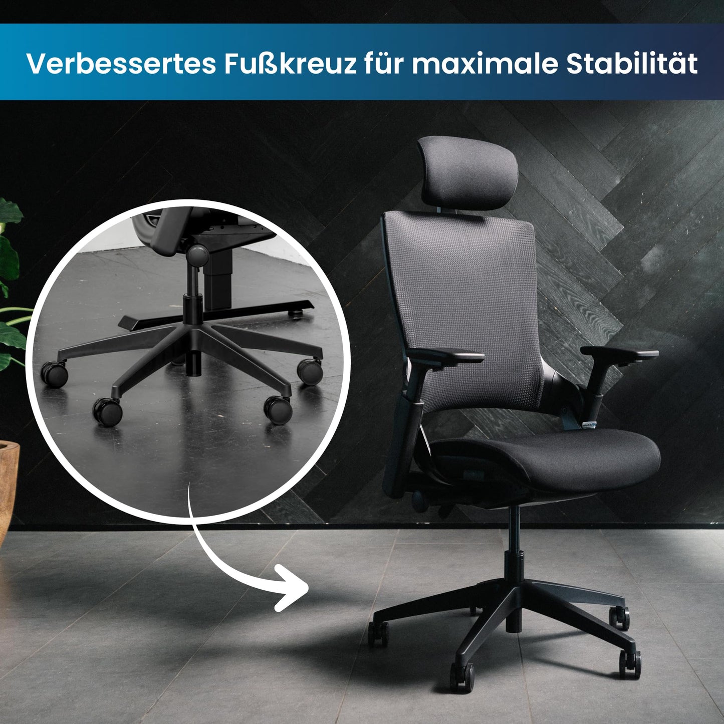 Ergotopia NextBack | Ergonomischer Bürostuhl gegen Rückenschmerzen | Schreibtischstuhl ergonomisch | Zusätzliche Kopfstütze gegen Nackenschmerzen - 5 Jahre Garantie