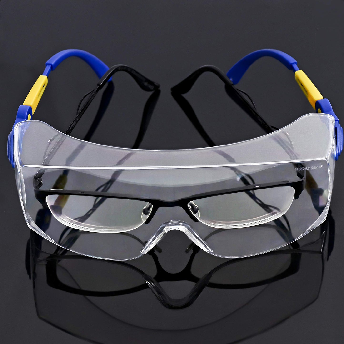 S&R Schutzbrille Set: Schlagfeste Sicherheits- und Arbeitsbrille mit UV-Schutz – Transparente Vollsicht-Überbrille aus Polycarbonat für optimalen Augenschutz