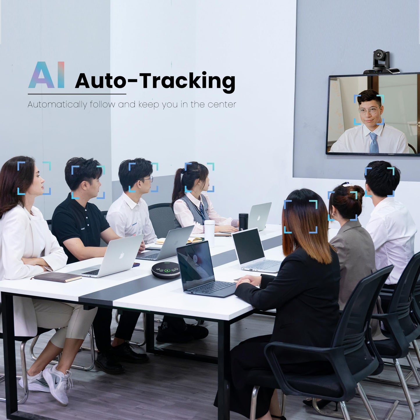 TONGVEO 4K All-in-1 Konferenzraum-Kamera-System mit Bluetooth-Mikrofon, AI Auto-Tracking 5X Digitalzoom USB3.0 124° Weitwinkel PTZ-Kamera und Freisprecheinrichtung für Zoom Skype Teams und mehr