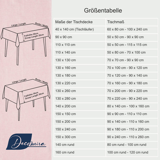 Decomira Tischdecke wasserabweisend Leinen-Optik - Fleckschutz, abwaschbar - Garten-Tischdecke Outdoor, Tischtuch Esstisch - Rosa - 130x280 cm