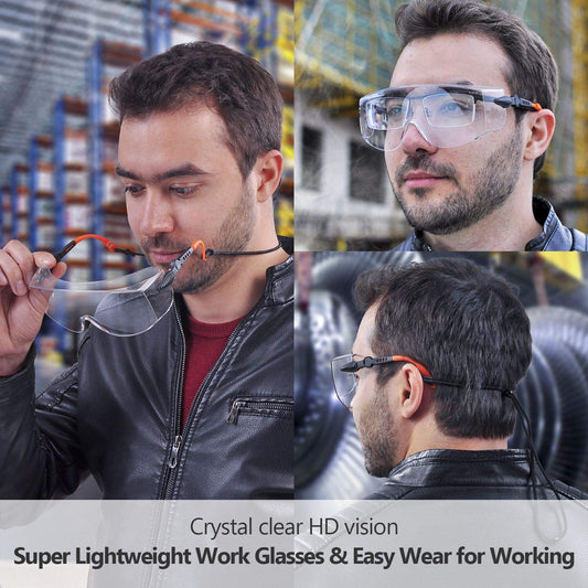 SAFEYEAR Schutzbrille für Brillenträger-SG009,Ausgestattet mit Anti-Kratzer und Anti-Fog Linsen UV400-Schutz,CE EN166-Zertifizierung，Mit Seitenschutz, umlaufender Brille, verstellbaren Brillenbeinen