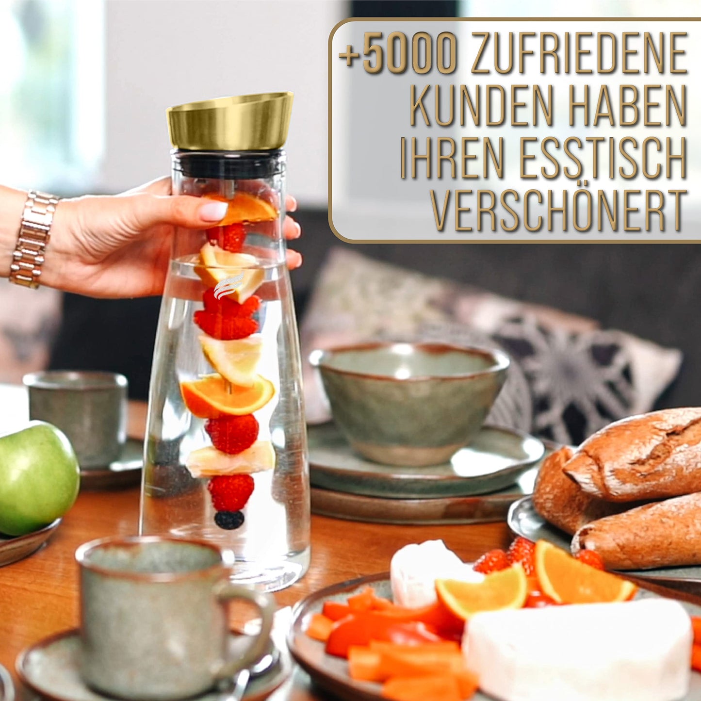 HIPITO Glaskaraffe Ersatz Deckel Gold - Vivi - passend für alle HIPITO Karaffen - spülmaschinenfest