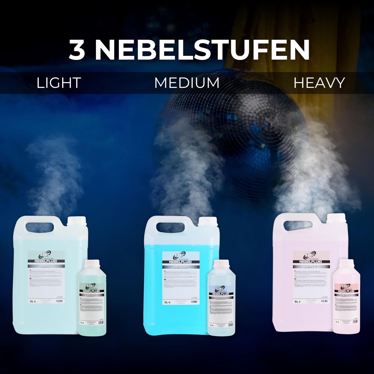 ETEC Professional Nebelfluid 1 Liter Heavy Fog Fluid extrem dicht Outdoor hohe Dichte Nebelflüssigkeit Nebelmaschine DJ Event Bühne Auftritt Veranstaltung