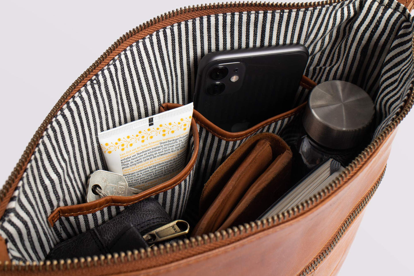 Holzrichter Berlin Shopper No 2-1 (M) Cognac - Damen Vintage Hobo Handtasche & Schultertasche handgefertigt aus Premium-Leder