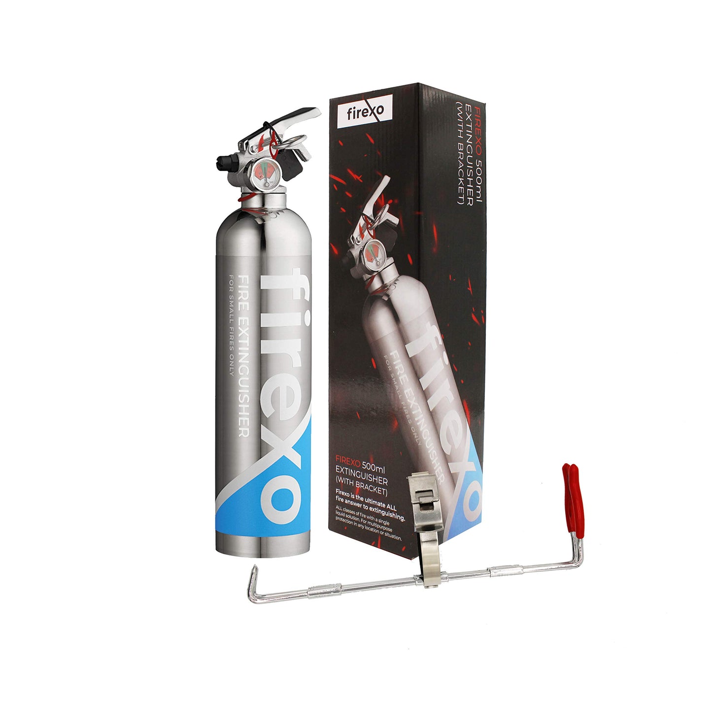 Firexo Klein Feuerlöscher (500ml) - Pulverlöscher für Haushalt, Küche, Grill, Heimgebrauch, Gewerbe, Industrie und Büro - Feuerlöscher für alle Brandklassen