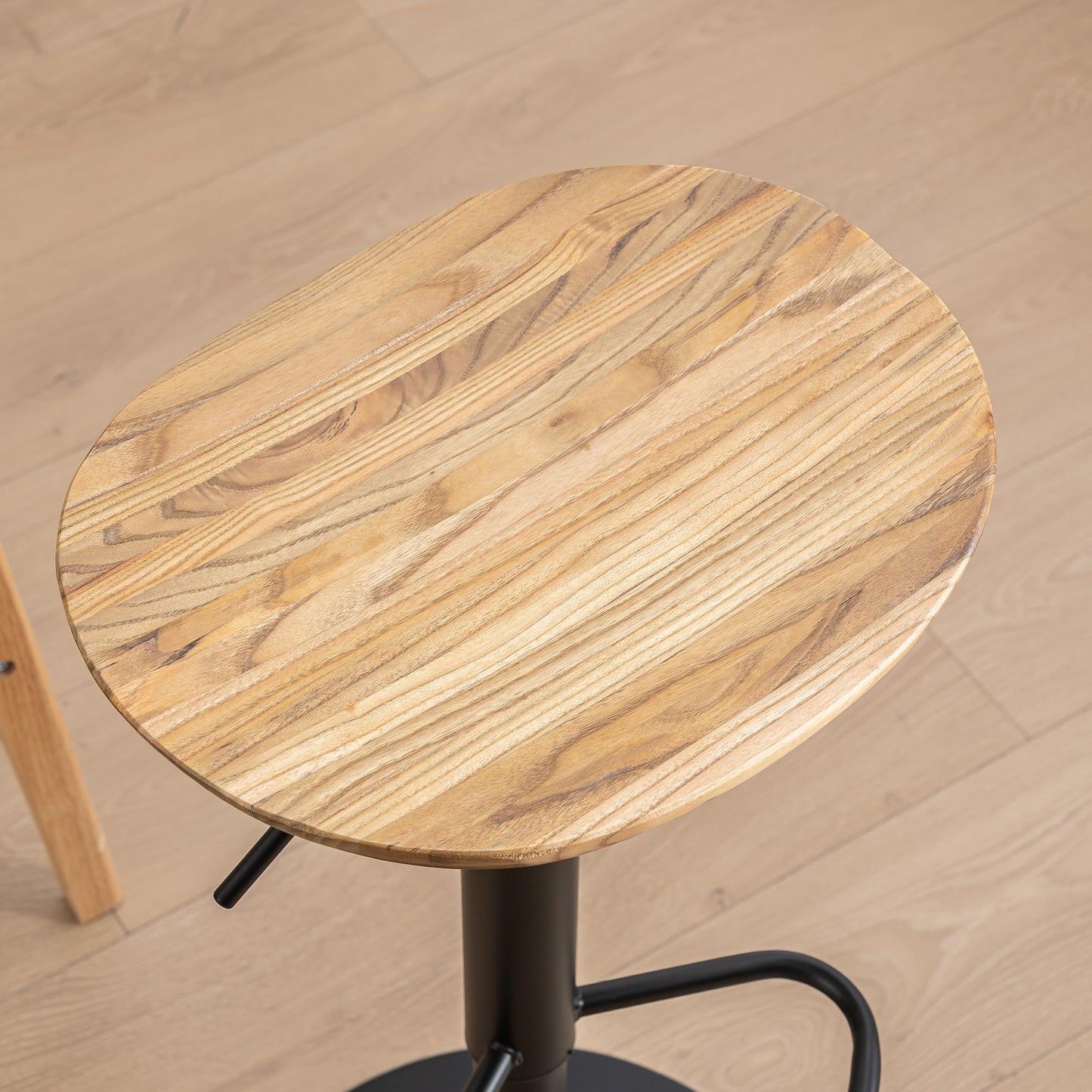 YOUNIKE Barhocker 2er Set Schwarz Holz Sattel Barstuhl Höhenverstellbar Schwenkbar Tresenhocker Küchenstühle Höhe Barstühle mit Fußstütze für Bar Küche