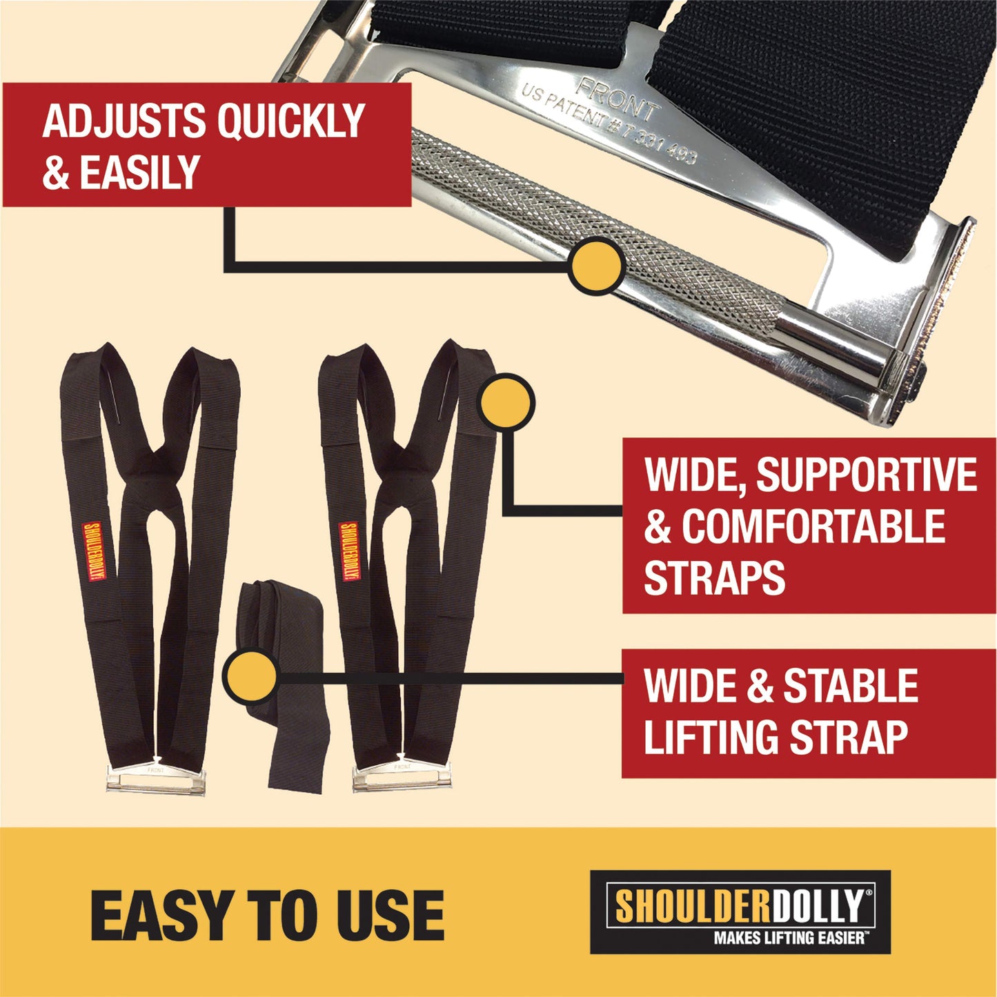 SHOULDER DOLLY 2 Personen Tragegurt, Transportgurt, Hebegurt zum Ergonomischen und Eifachen Heben Von Gegenstände bis zu 370 kg und 3,65 m Länge Möbel, Haushaltsgeräte und vieles meh LD1000
