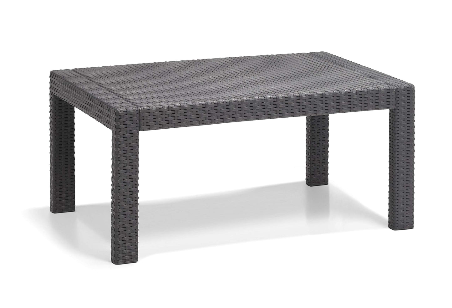 Allibert by Keter Merano Gartenmöbel Set aus Kunststoff, inkl. Sitzkissen, grau, 4-teilig, 2 Sessel, Sofa & Tisch, für Garten & Terrasse, Flache Rattanoptik