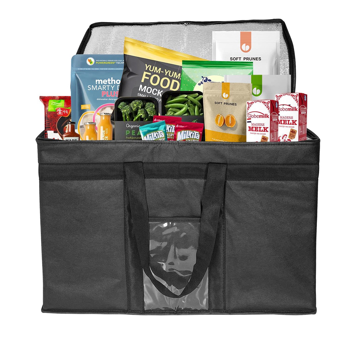 XXXL-Larger isolierte Kühltaschen mit Reißverschluss, wiederverwendbare Einkaufstaschen halten Lebensmittel heiß oder kalt, ideal für Catering, Lebensmitteltransport, 58,1 cm B x 38,1 cm H x 35,6 cm T
