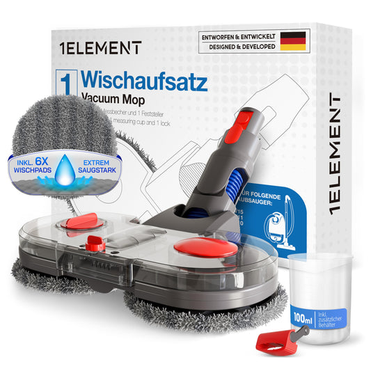 Wischaufsatz für Dyson – elektrischer Bodenwischaufsatz – kompatibel mit Dyson Staubsaugern V7, V8, V10, V11, V15, Gen5 – 50dB-Motor – abnehmbarer Wassertank – inkl. 6 Wischmopps – alle Böden