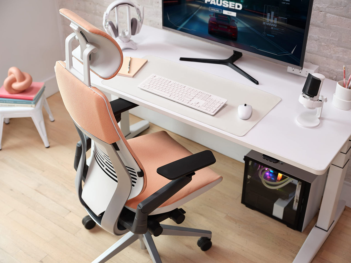 Steelcase Gesture Ergonomischer Bürostuhl mit 360° Armlehnen, 3D-Live Back Lumbalstütze, anpassbarer Kopfstütze Kaki