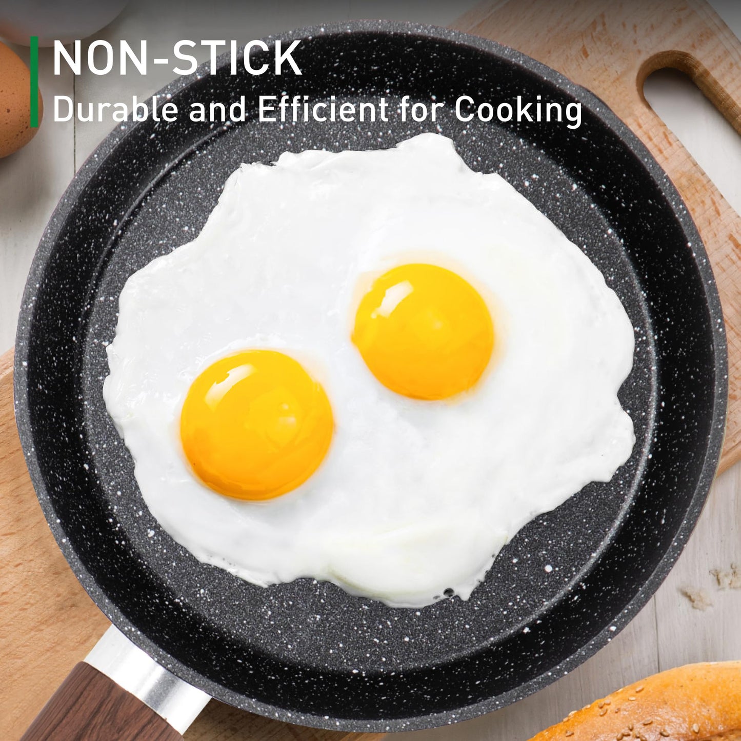 Kitchen Academy Topfset 17-teiliges Induktions-Kochgeschirr-Set mit Glasdeckeln und Granitbeschichtung inkl. Pfannen und Töpfe (schwarz 17 tlg)
