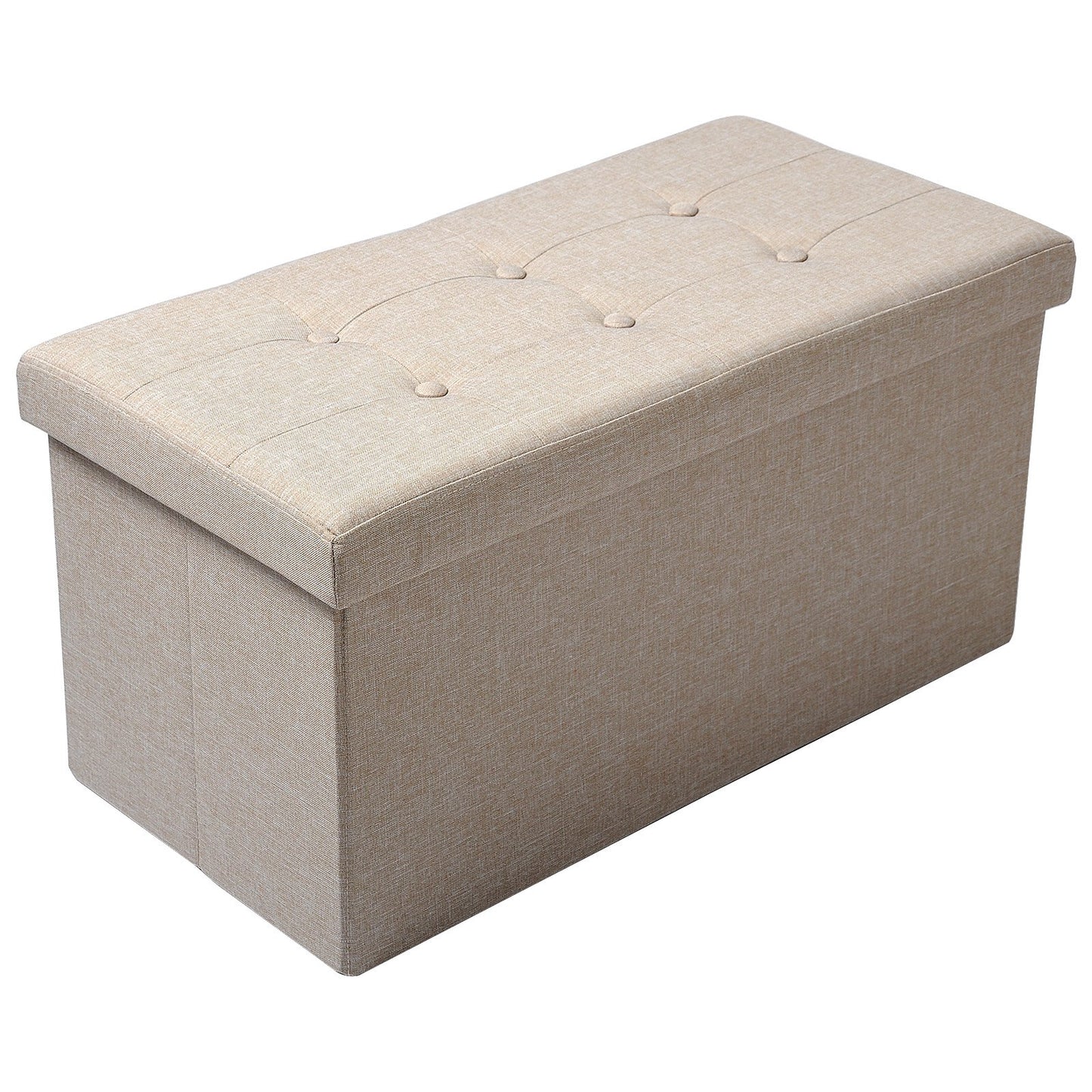 WOLTU Sitzhocker mit Stauraum Sitzbank Faltbar Truhen Aufbewahrungsbox, Deckel Abnehmbar, Gepolsterte Sitzfläche aus Leinen, 76x37,5x38 cm, Beige