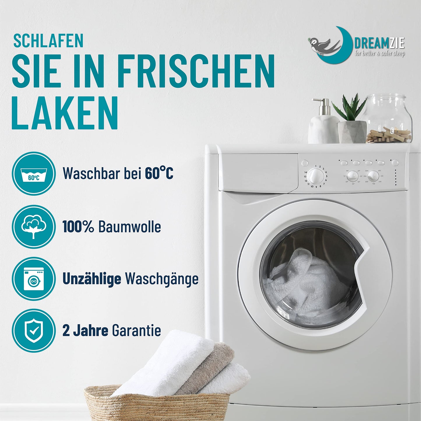Dreamzie Kissenbezug 40x70 (Set mit 2) - 100% Jersey Baumwolle 150 g/qm Kissenbezüge -Weiß - Für Kissen 40x70 cm - Kissenhülle - Kissenbezug - Resistent und Hypoallergen