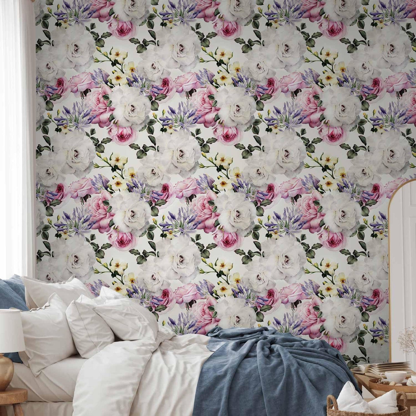 murando - Tapete selbstklebend 10m Wandtattoo dekorative Möbelfolie Dekorfolie Fotofolie Panel Wandaufkleber Wandposter Wandsticker - Blumen Rosen f-B-0263-j-b