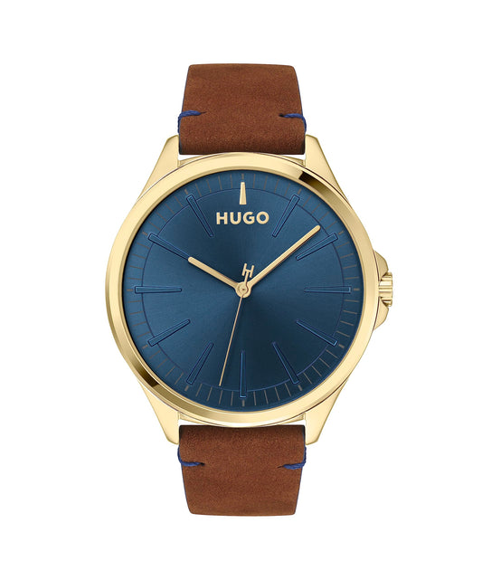 HUGO Analog Quarzuhr für Herren #Smash Kollektion mit Silbernes Edelstahl-Mesh-Gliederarmband oder Lederarmband