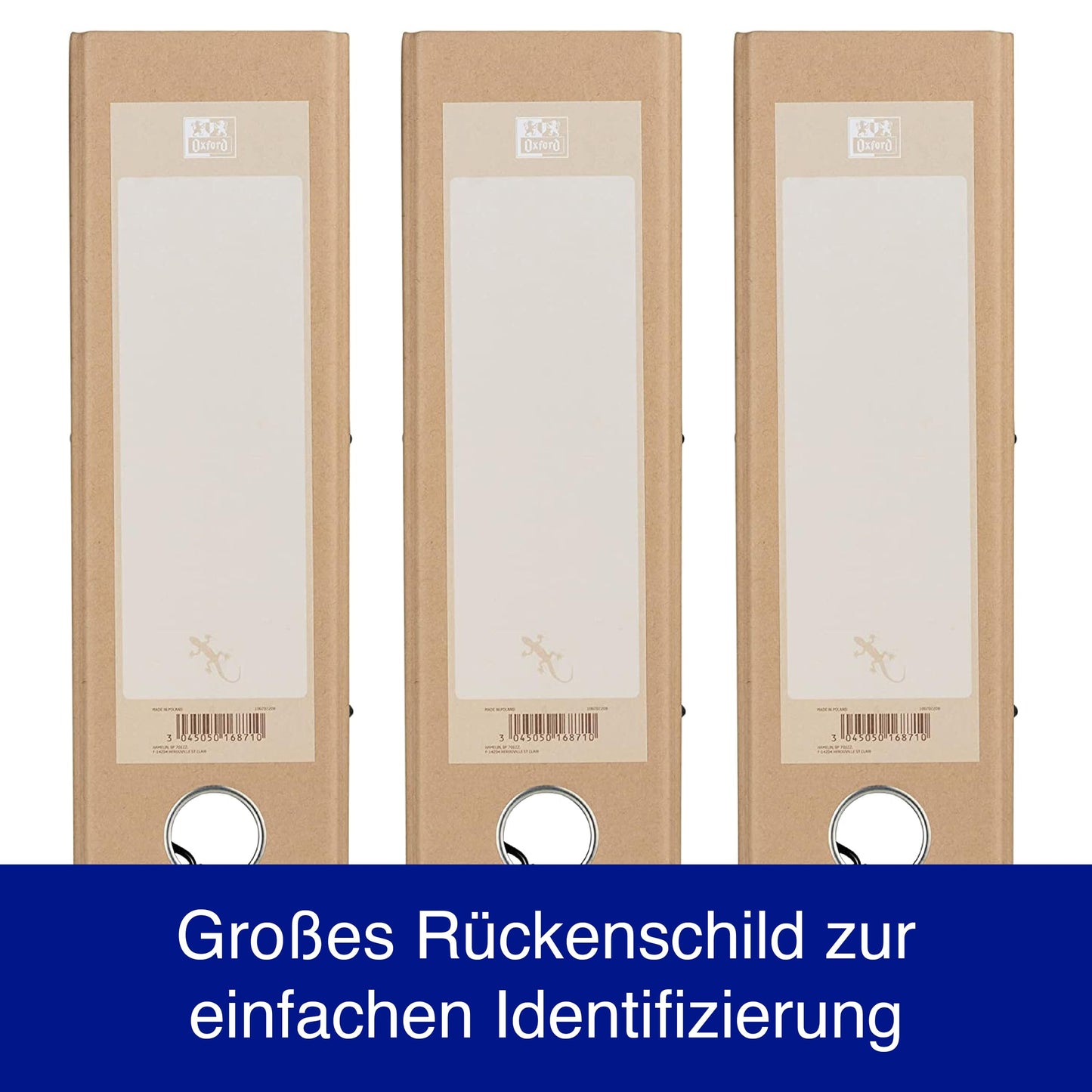 Oxford Ordner A4, 8 cm breit, gut für die Umwelt, in beige, 3 Stück