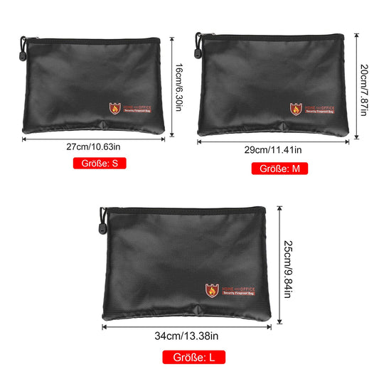 2 Stück Feuerfeste Dokumententasche 34x25cm,Wasserdichte Feuerbeständige Tasche,Tresor Feuerfest Geldscheine Aufbewahrung, Große Kapazität Aktentasche Für Dokumente/Geld/Passport/Bankdatei Und Bargeld