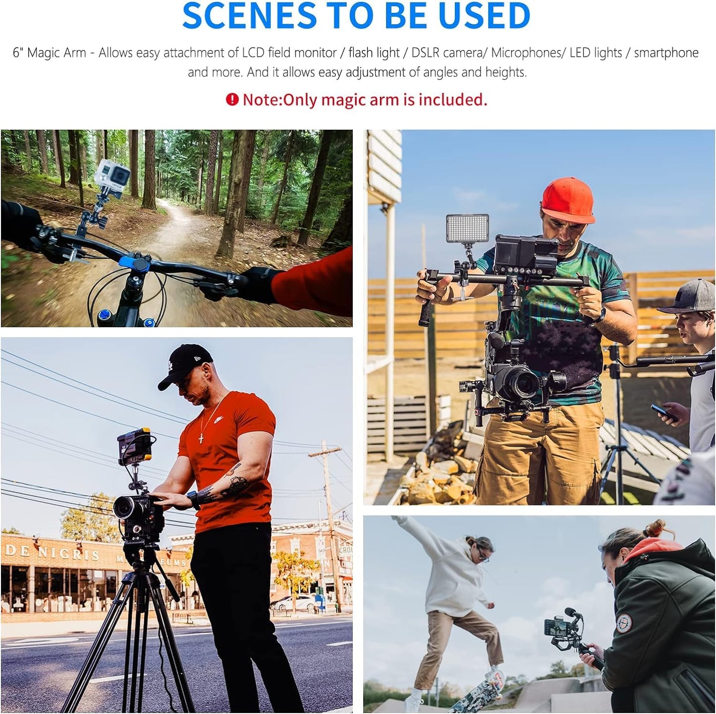 NEEWER 5.9"/15cm Verstellbarer Friktions Magic Arm mit 1/4“ Schraube an beiden Enden, kompatibel mit SmallRig Cage, Blitz/LED-Licht/Mikrofon/Monitor/SuperClip, Max Load 4.4lb/2kg, ST15