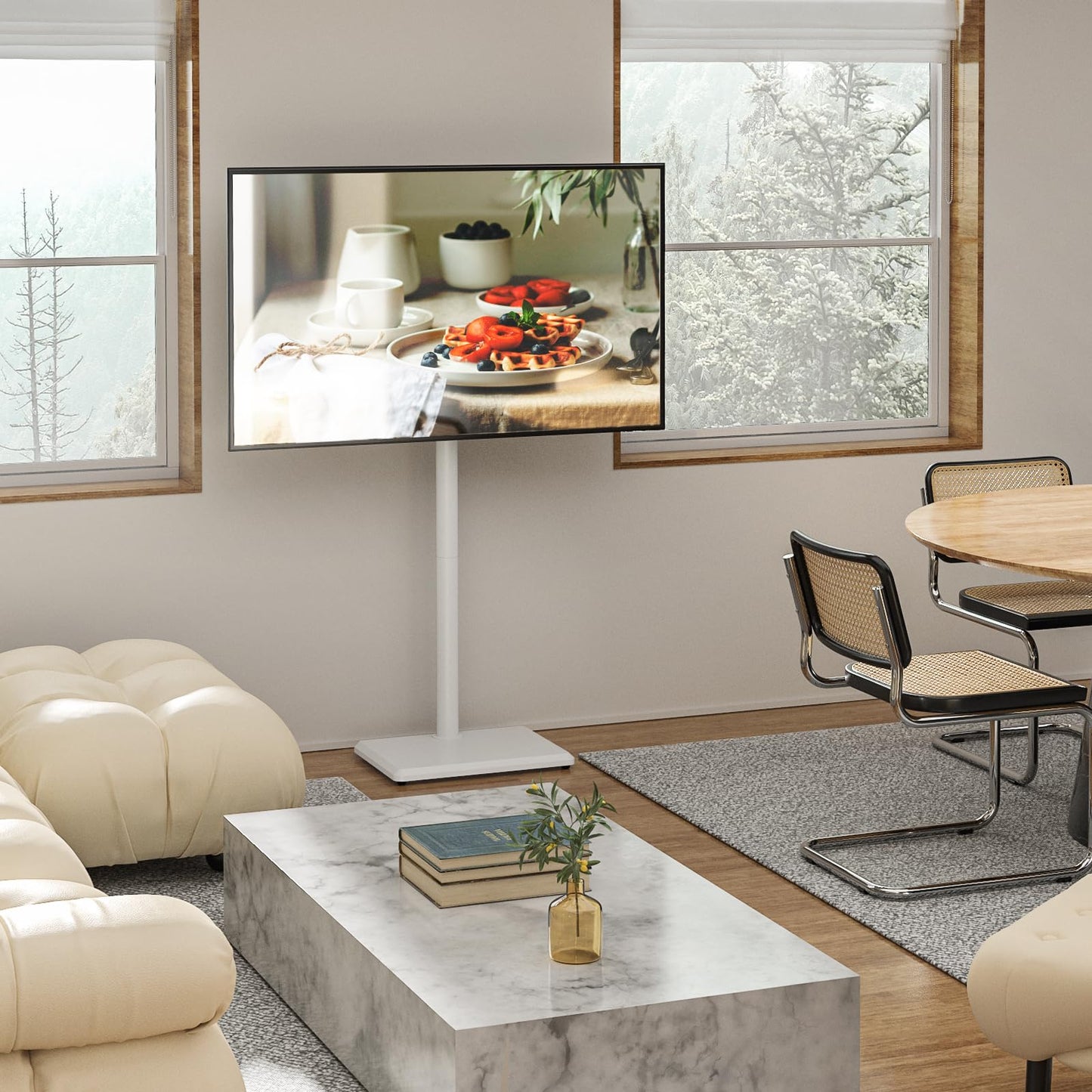 TVON TV Ständer TV Bodenständer für 32-55 Zoll Fernseher Standfuß Fernsehstand höhenverstellbar schwenkbar Max. VESA 400x400 mm bis 40 kg