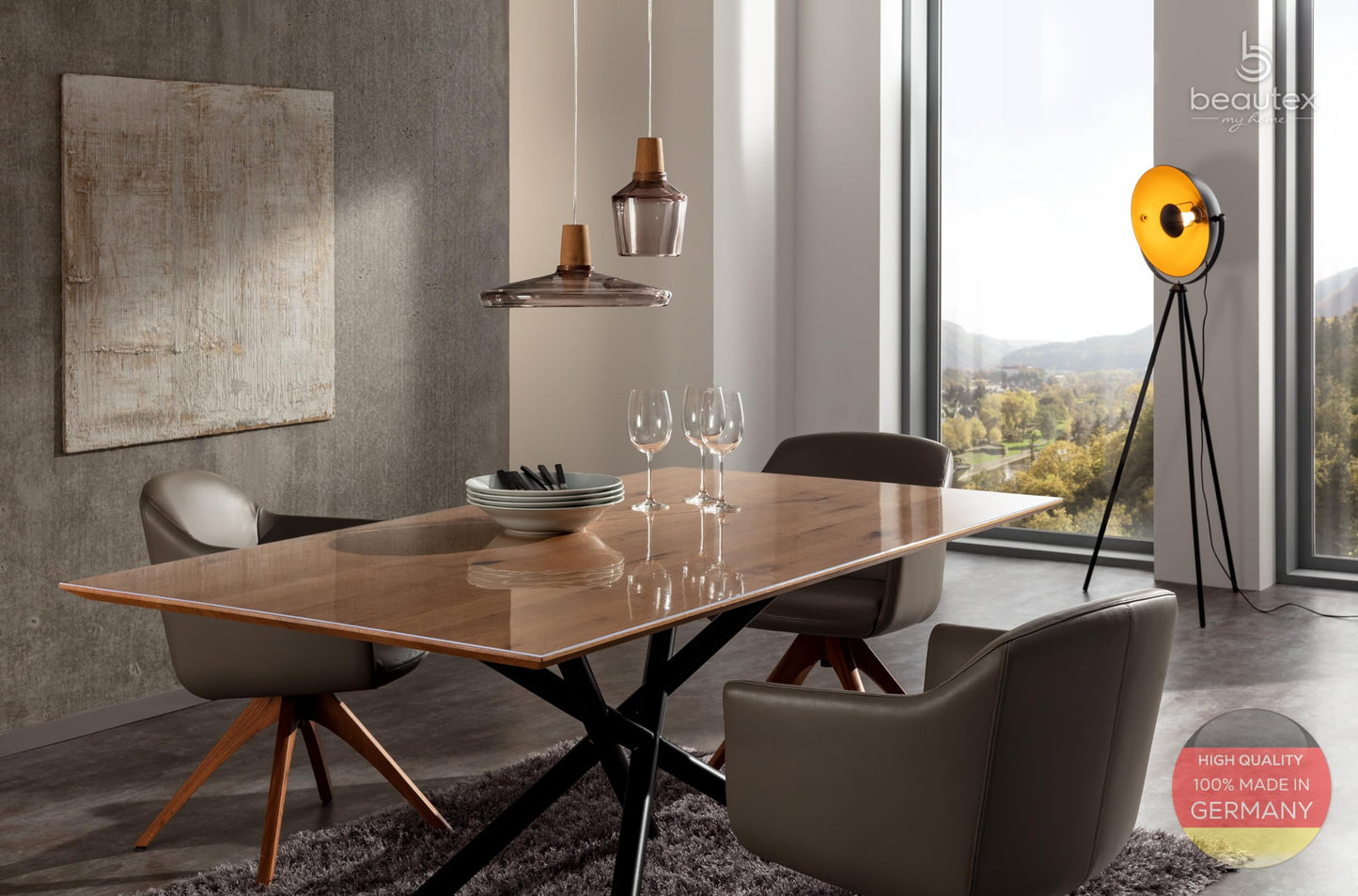 Glasklar Folie 2 mm + abgeschrägte Kante, Größe wählbar 80x240 cm, Wunschmaß transparente Tischdecke Tischschutz, Made in Germany