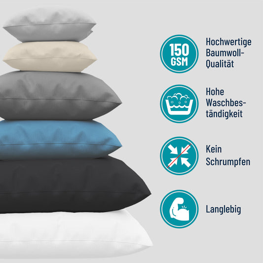 Dreamzie Kissenbezug 40x70 (Set mit 2) - 100% Jersey Baumwolle 150 g/qm Kissenbezüge -Weiß - Für Kissen 40x70 cm - Kissenhülle - Kissenbezug - Resistent und Hypoallergen