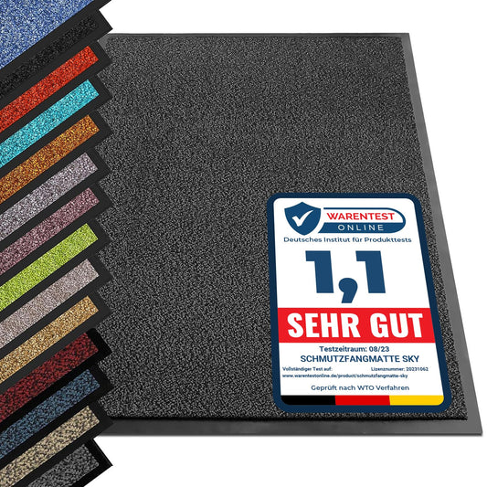 etm® Schmutzfangmatte - Note 1,6: Sieger Preis-Leistung - Fußmatte in vielen Größen - Türmatte Fußabstreifer für Haustür innen und außen (Anthrazit-Schwarz, 90x150 cm)