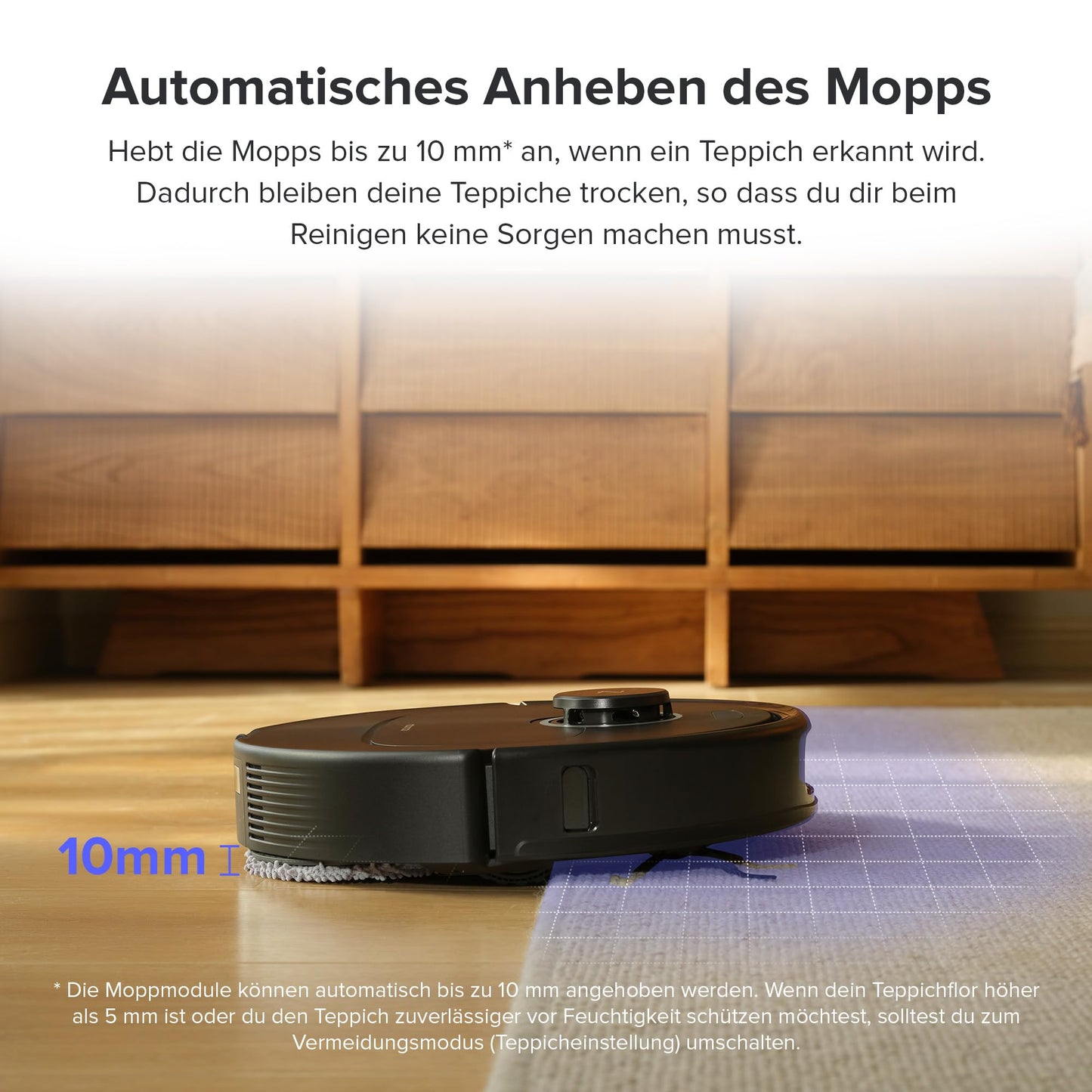 roborock Qrevo Pro Saugroboter mit Wischfunktion&Hebarem Wischmopp, FlexiArm Design™ Kantenreinigung, 7.000 Pa, 60 °C Heißwasser-Moppwäsche, Individuelle Teppichstrategie(Schwarz)