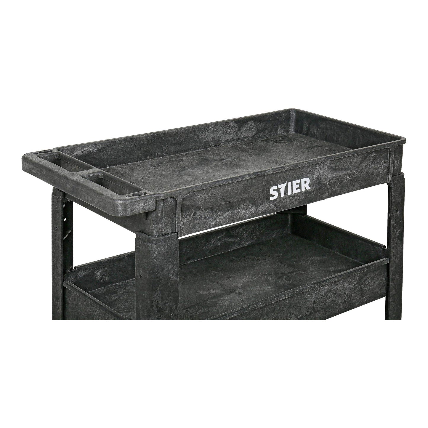 STIER Kunststoff-Vielzweckwagen, 3 Etagen, 250kg Tragkraft, 87x43x85cm, 2 Feststeller, Montagewagen, Werkzeugwagen, Rollwagen robust, Tool cart, Mehrzweckwagen