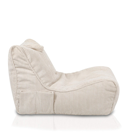 Ecopuf Flavio - Sitzsack Wohnzimmer - Sitzpouf Samt - Weicher Sack Pouf mit Tasche und Griff, gepolstert - Entspannungssessel - Strickhocker - Wohnungseinrichtung - Creme Weiß Sz03