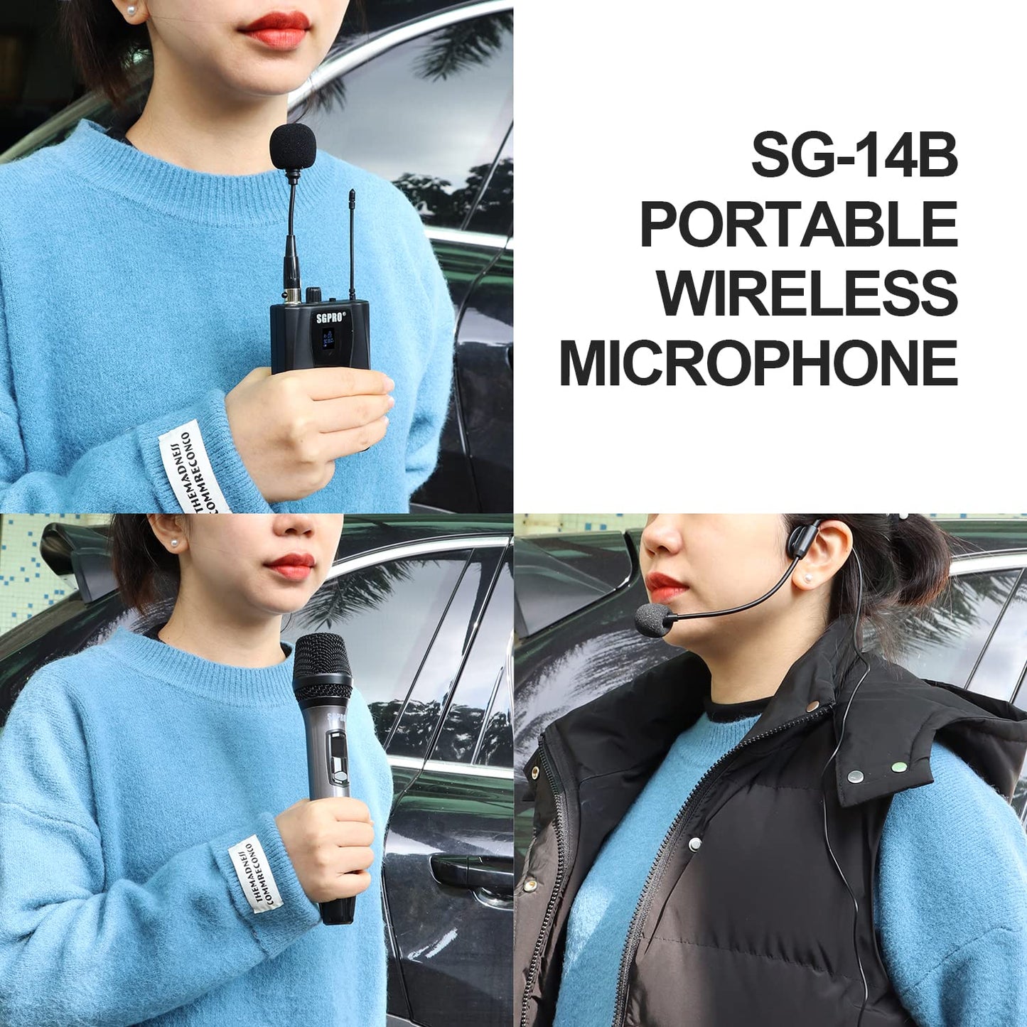 SGPRO Bodypack Headset and Handheld Wireless Microphone Set with Mini Mic and Compact Receiver 32 Preset Channels 262 Feet Transmission AA Batteries Powered Mics and Bodypack Transmitter…