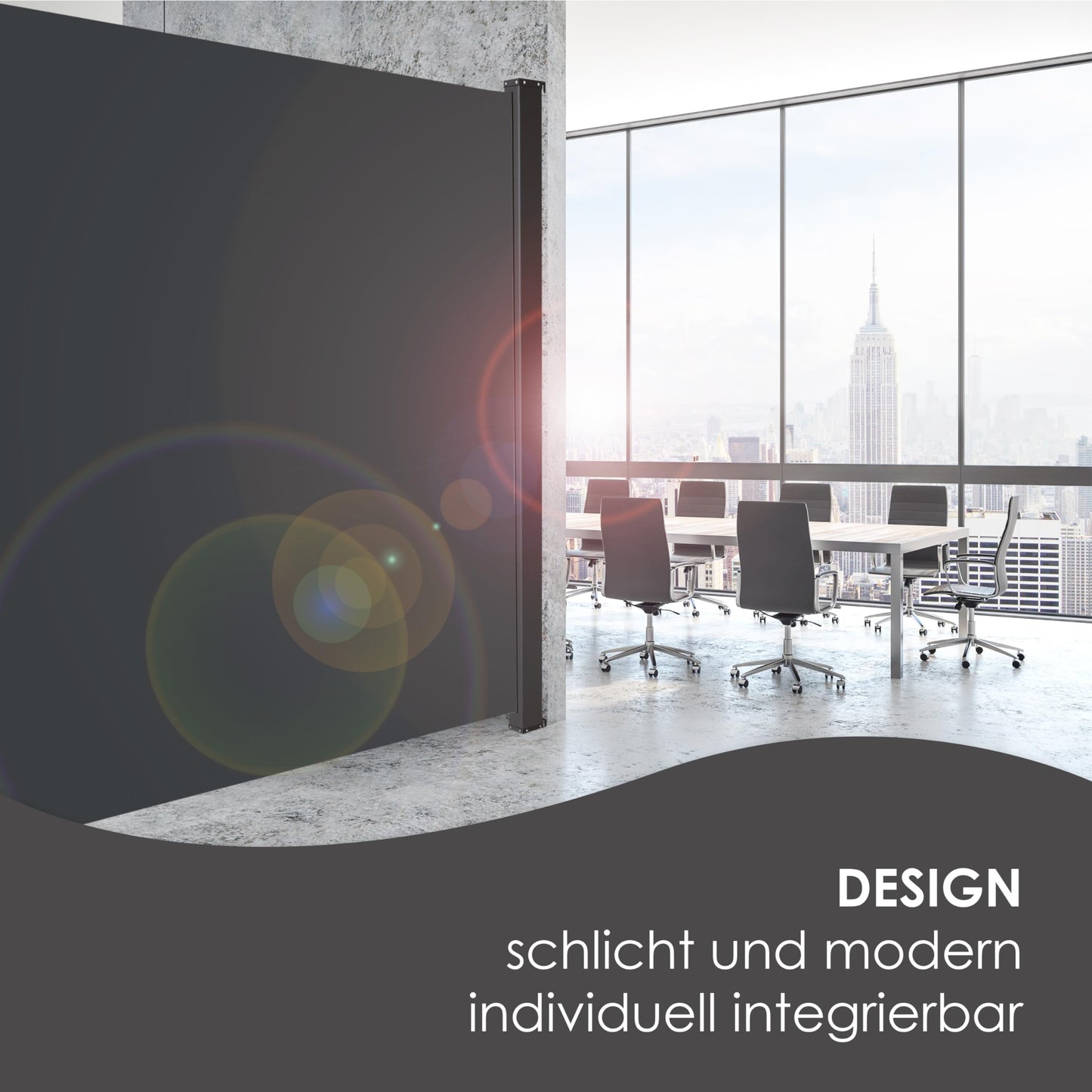 KESSER® Seitenmarkise ausziehbar Markise 180 x 300 cm Blickdicht Sichtschutz & Windschutz für Garten Balkon & Terrasse, Seitenrollo mit Wandhalterung, inkl. Wettercover Dunkelgrau