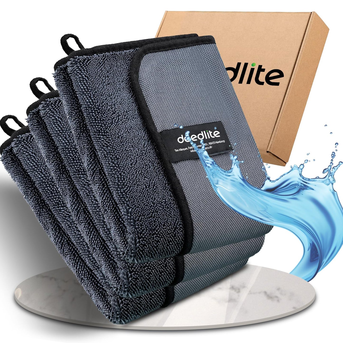 Deedlite Shiny Bath XXL Trockentuch, Fast Dry Trockentuch, Mikrofasertücher, Shiny Bath Wipes Tücher Original, Premium Trockentuch für Duschkabine, Auto, Haushalt, Camping (40x60cm, 3 Stück)