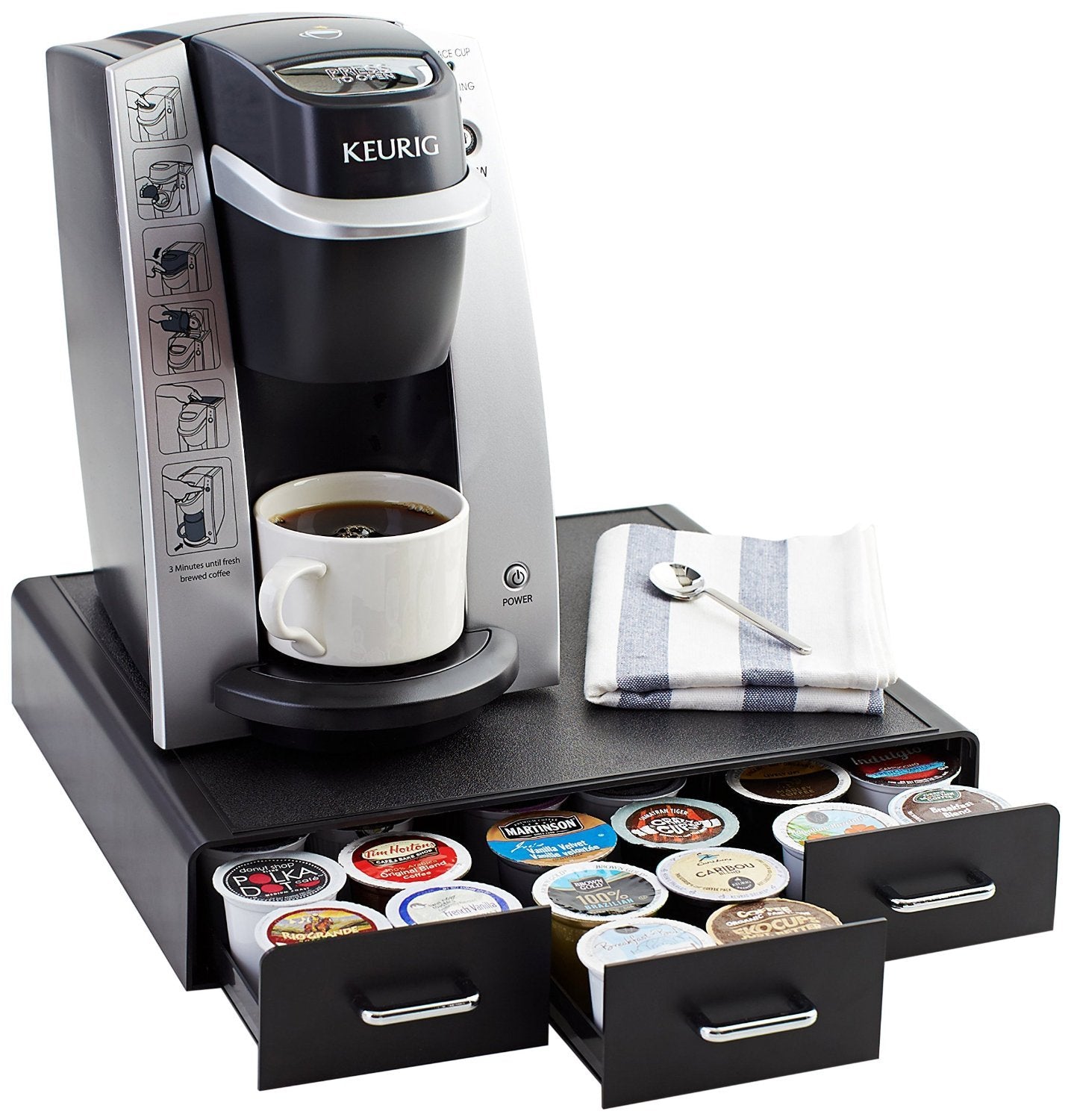 Amazon Basics Aufbewahrungsschubladen für 36 Kaffeekapseln, schwarz