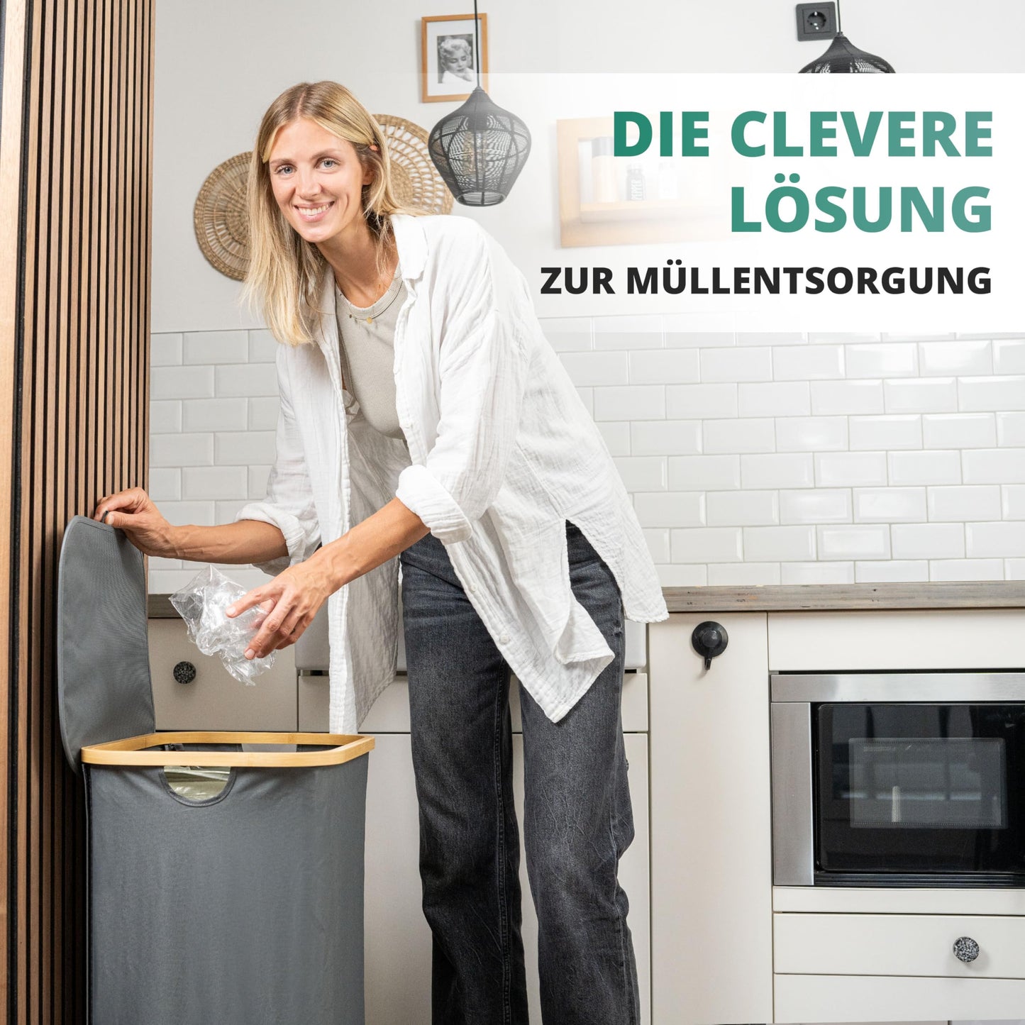 HOMELYN Gelber Sack Ständer 80L I Stabiler Müllsackständer I Leichte Entnahme durch Tür auf der Rückseite I Extra für gelbe Säcke I Gelber Sack Mülleimer I Behälter gelbe Säcke für Küche & Haushalt