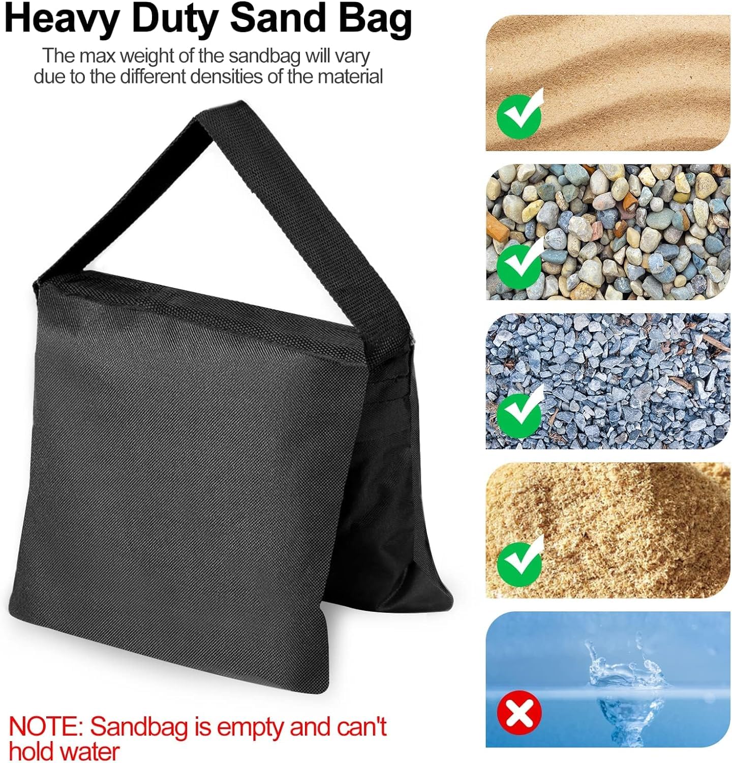 EMART 8 Stück Sandsack für Fotografie, Strapazierfähiger Sandbags für Stative, Videostudios und Garten