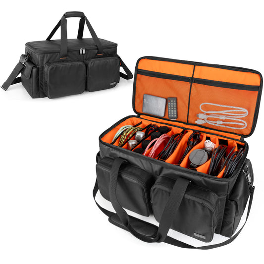 Trunab DJ Tasche, Kabel Organizer Tasche mit Abnehmbarem Gepolstertem Boden und 9 Trennwänden, Tragetasche Solide Große Kapazität für DJ-Equipment, Musikinstrumente und Zubehör