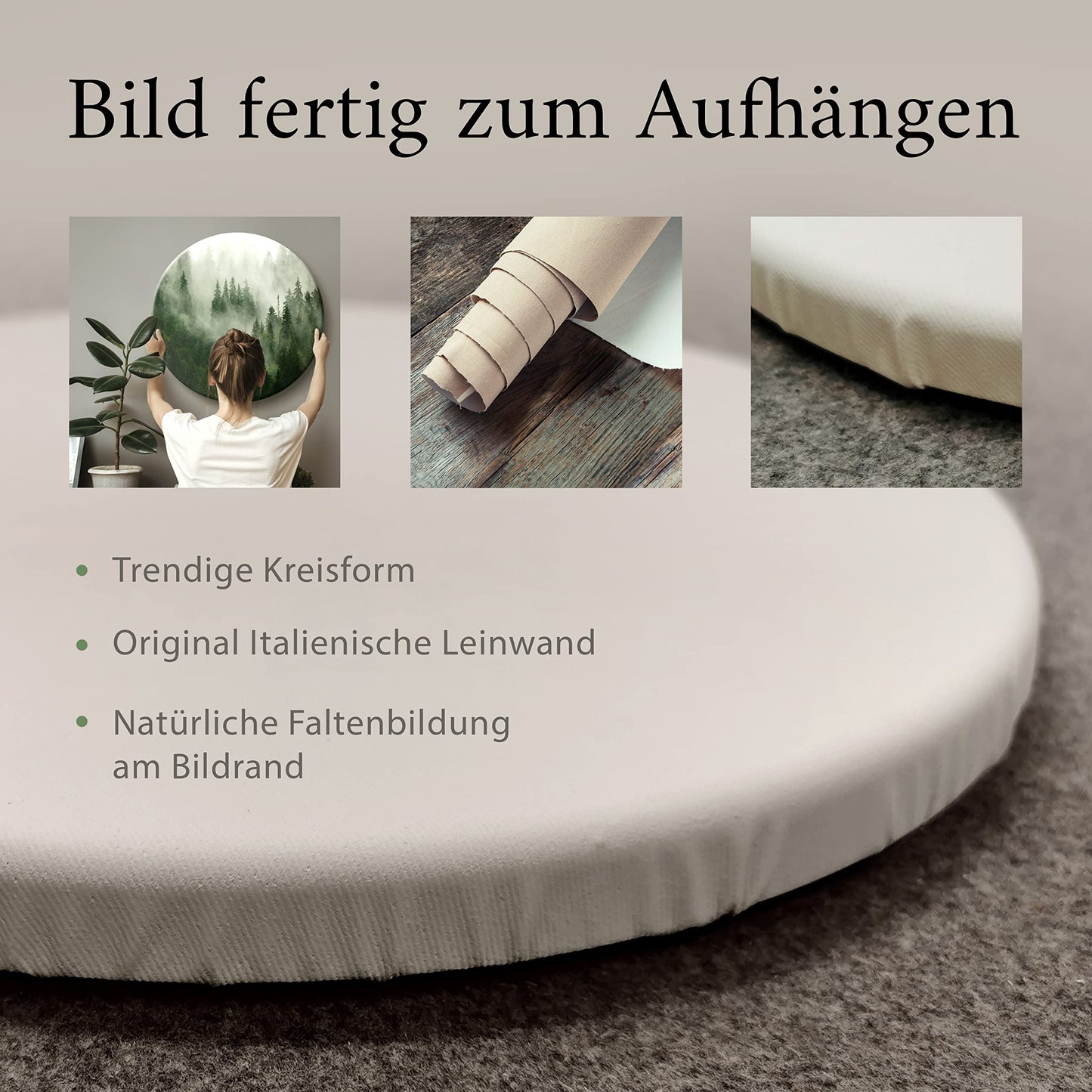 murando - runde Bilder Landschaft Toskana 80x80 cm Leinwandbild 1 tlg Kunstdruck modern Wandbilder XXL Wanddekoration Design Wand Bild Berge Bäume Natur Panorama c-B-10043-bc-a