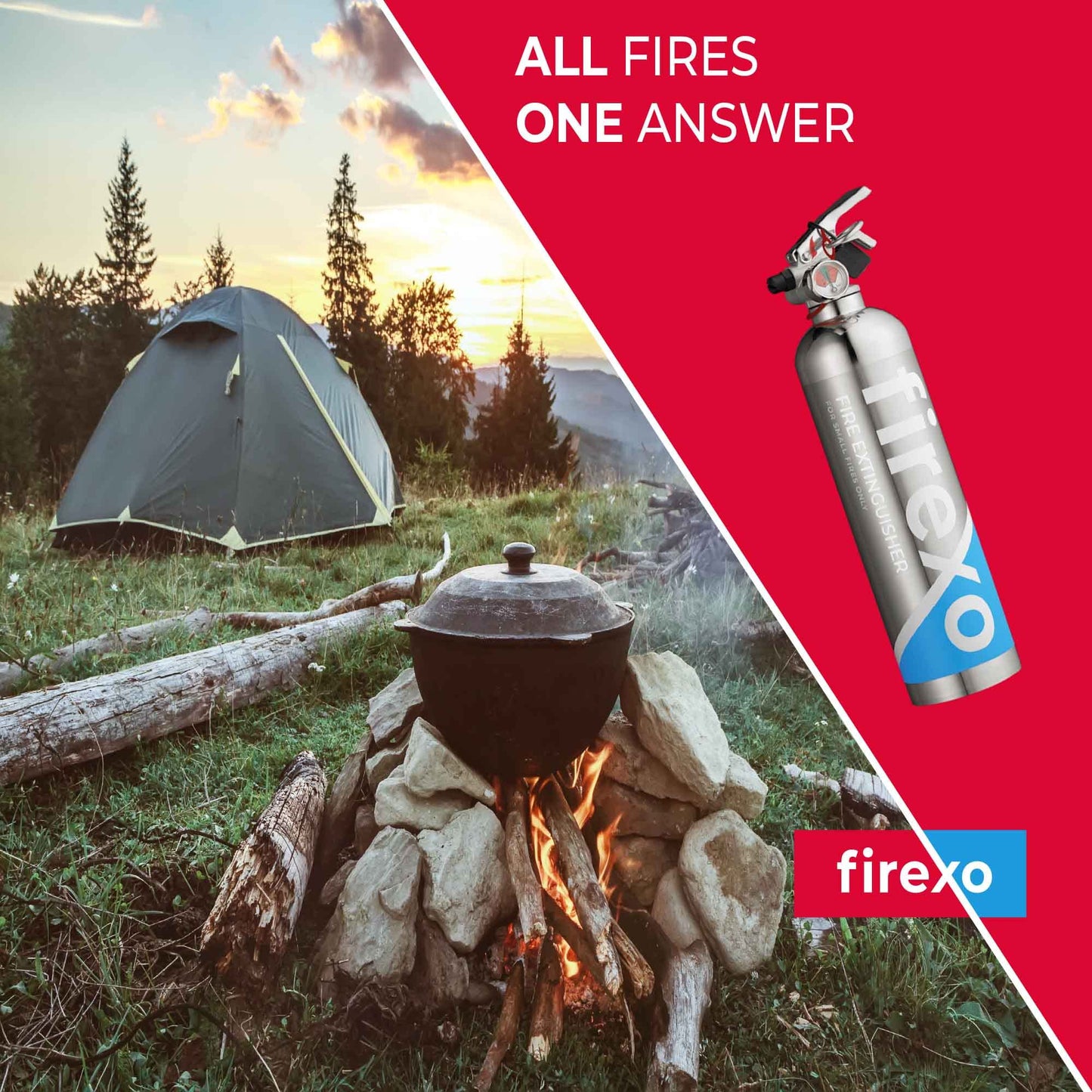 Firexo Klein Feuerlöscher (500ml) - Pulverlöscher für Haushalt, Küche, Grill, Heimgebrauch, Gewerbe, Industrie und Büro - Feuerlöscher für alle Brandklassen
