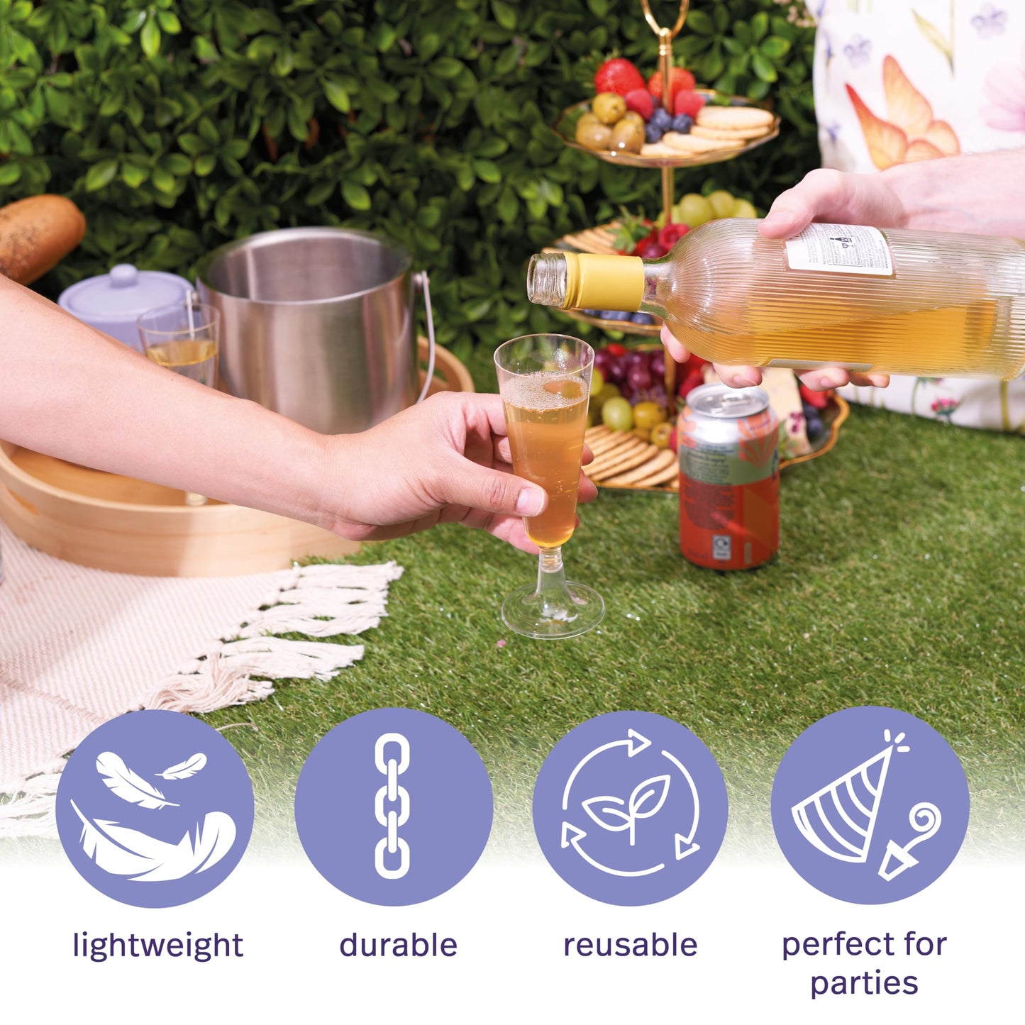 MATANA 96 Premium Elegante Sektgläser Plastik, 150ml - Stabil & Mehrweg - Sektgläser Kunststoff, Cocktailgläser, Champagner Gläser Plastik, Sektflöten, Weingläser für Hochzeiten, Partys