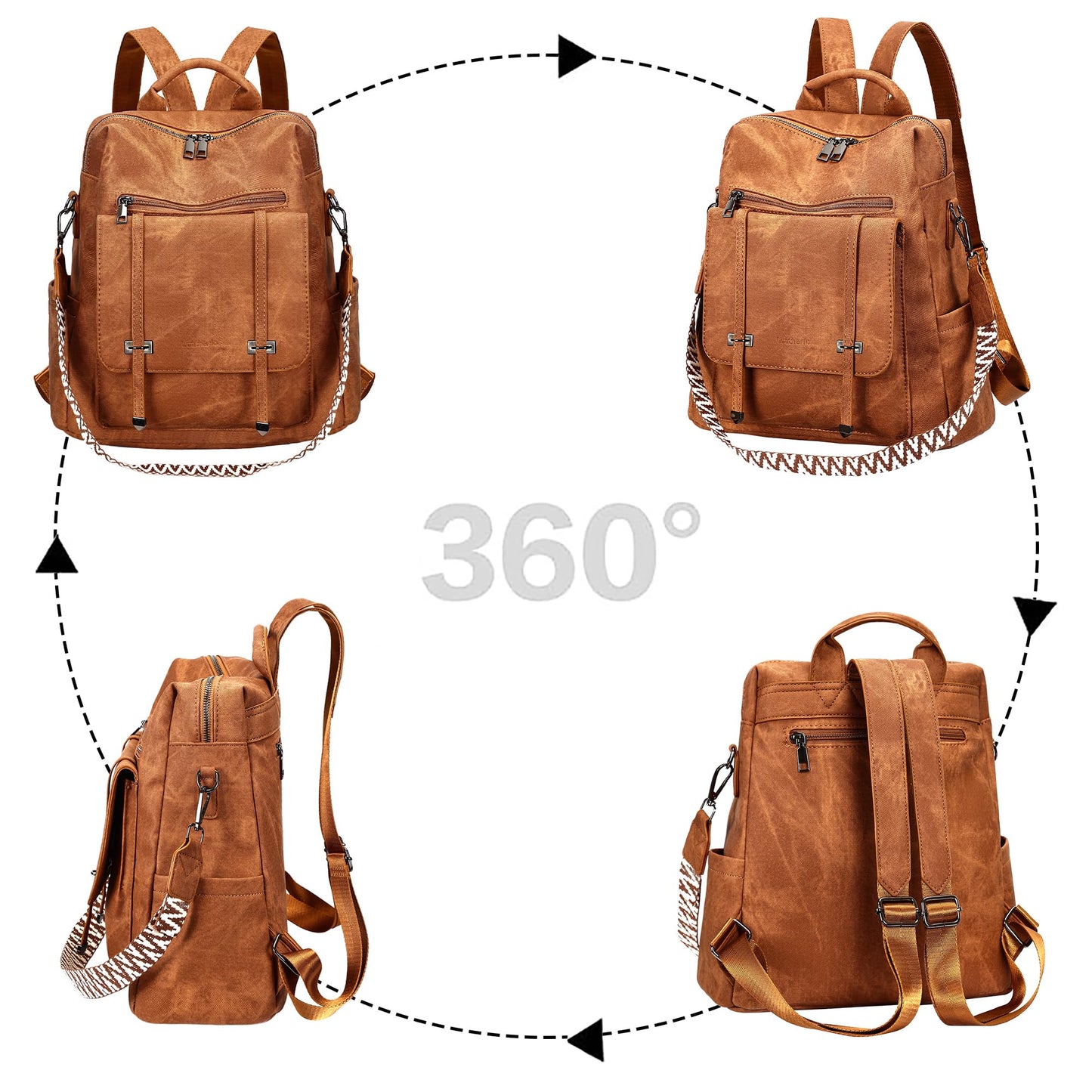Leathario Rucksack Damen Wasserdicht,Cityrucksack aus PU Leder,Mittelgroße Damen-Rucksackhandtaschen, Cityrucksack Damen für Uni,Travel, Arbeit