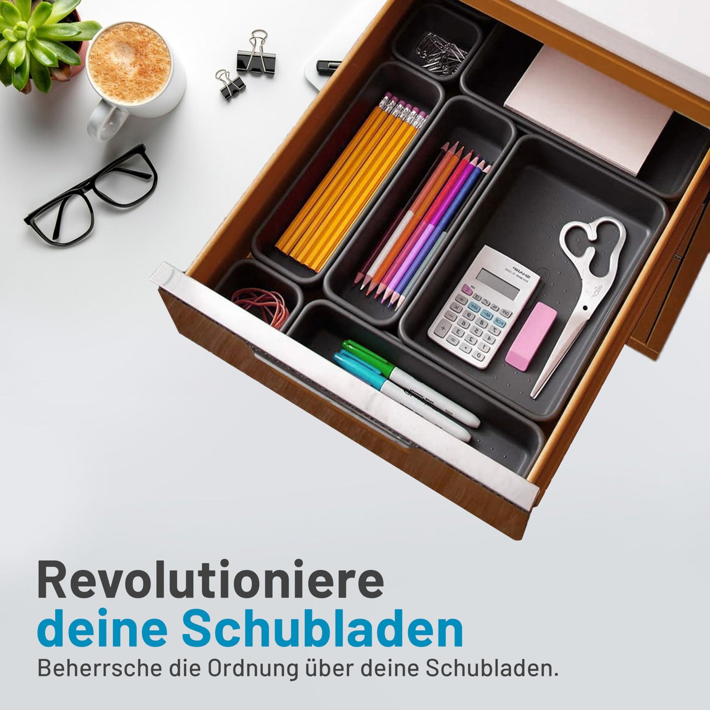 Optiwerk Schubladen Organizer, Pastellgrün, Organizer Schublade, Drawer Organizer, Make Up Organizer Schublade Schrank Organizer Bad, Badezimmer Organizer Box, Schminktisch Organizer, Ordnungsboxen