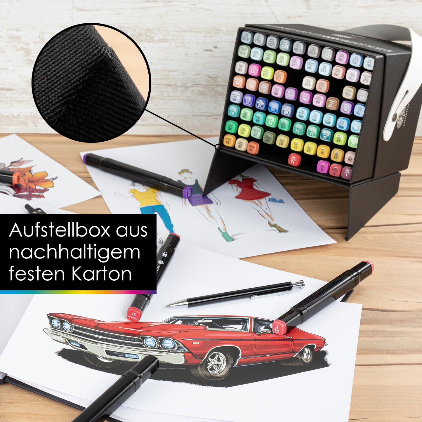 OfficeTree 80er Alkohol Marker Set - Filzstifte für Erwachsene mit Stifte Box - Marker Stifte Set mit Farbcodes - Alkohol Stifte zum Zeichnen & Malen - Twin Marker auch als Manga Stifte