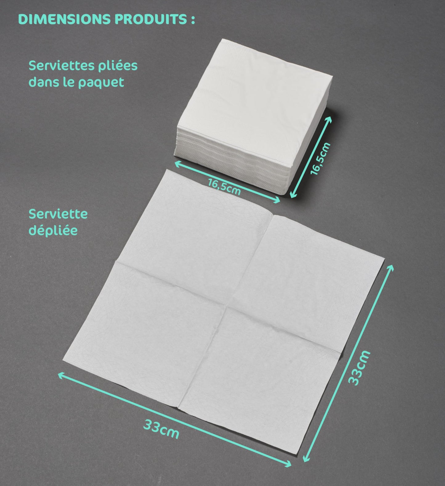 LE NAPPAGE ARTS DE LA TABLE Papierservietten, 33 x 33 cm, 2-lagig, Schwarz FSC, Zellulose, 33 x 33 cm, 50 Stück