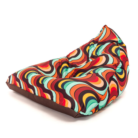 Ecopuf Luna | Pouf Bodenkissen Fantasia Design | Sitzsack XL Bodenkissen wasserdicht | Sitzsack für den Außenbereich, Füllung aus Polystyrolperlen EPS Dim 120 x 115 cm