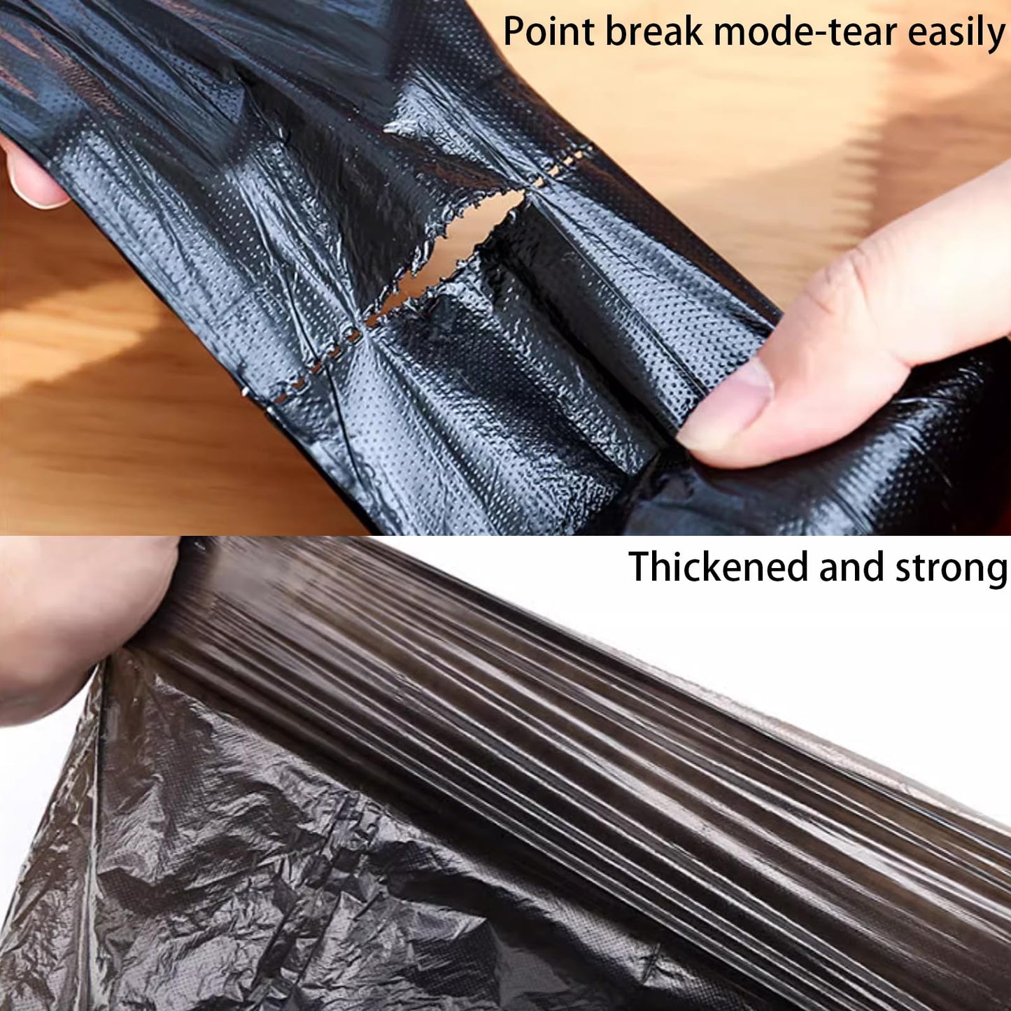 Sadocom 3L kleine Mülltasche, 300 Stück, 30 * 35 cm, Mülltonnen für Mini-Tisch Mülleimer, Badezimmer Büro Auto Mülltasche, Lebensmittel Mülltasche, Schwarz