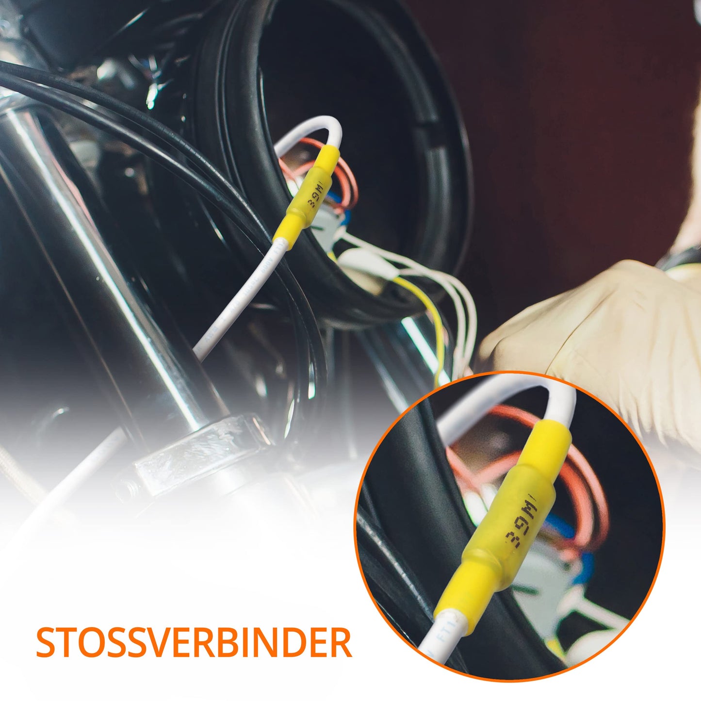 Wirefy Gelbe Kabelverbinder Wasserdicht im Set - 3:1 Schrumpfrate Quetschverbinder - Stoßfeste Verbinder Kfz als Alternative zu Lötverbinder - 8 mm² - 50 Stück