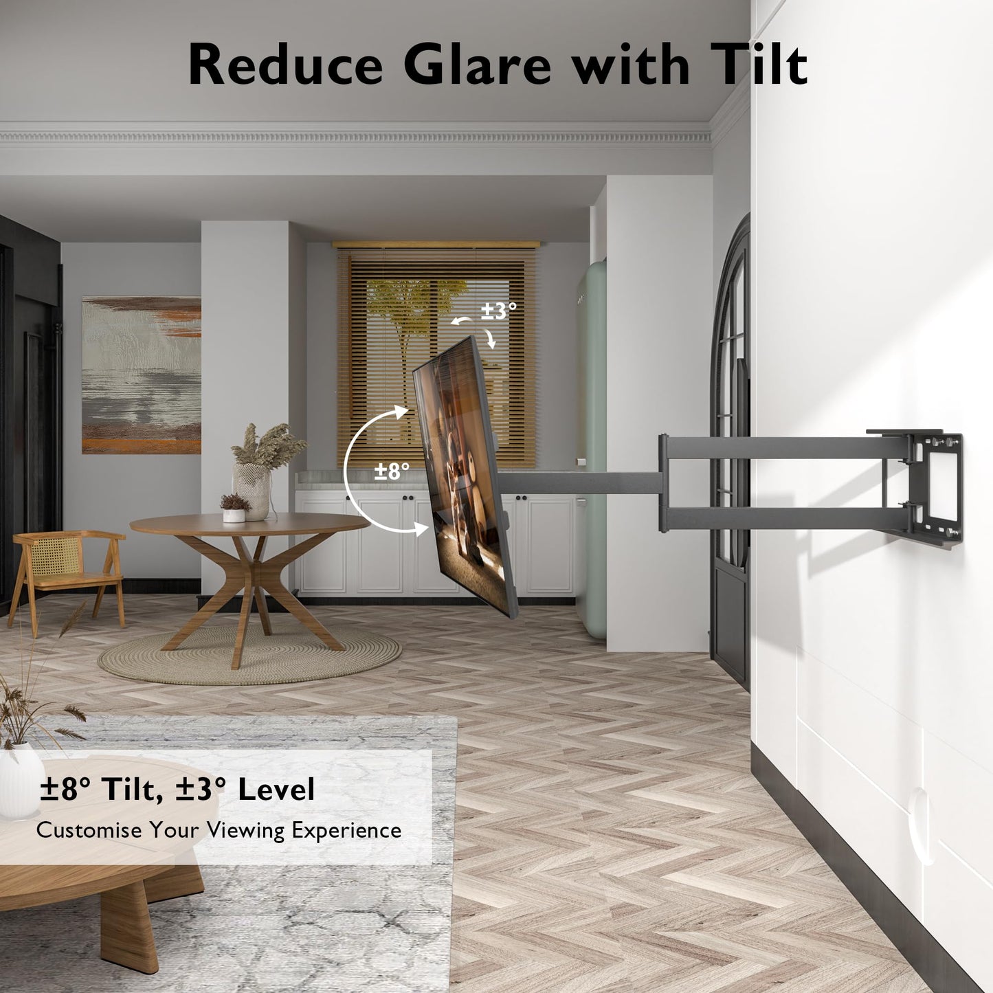 BONTEC TV Wandhalterung mit 1040 mm Extra Langem Gelenkarm für 32-75 Zoll LCD/LED/OLED Flachbildschirme bis 60 kg, Neigbar, Schwenk- und Drehbar, Fernseher Halterung, Max. VESA 600 x 400 mm