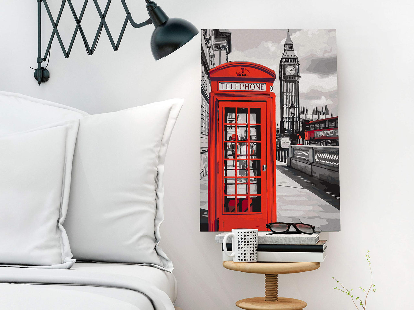 murando - Malen nach Zahlen London Telefonzelle 40x60 cm Malset mit Holzrahmen auf Leinwand für Erwachsene Kinder Gemälde Handgemalt Kit DIY Geschenk Dekoration n-A-0721-d-a
