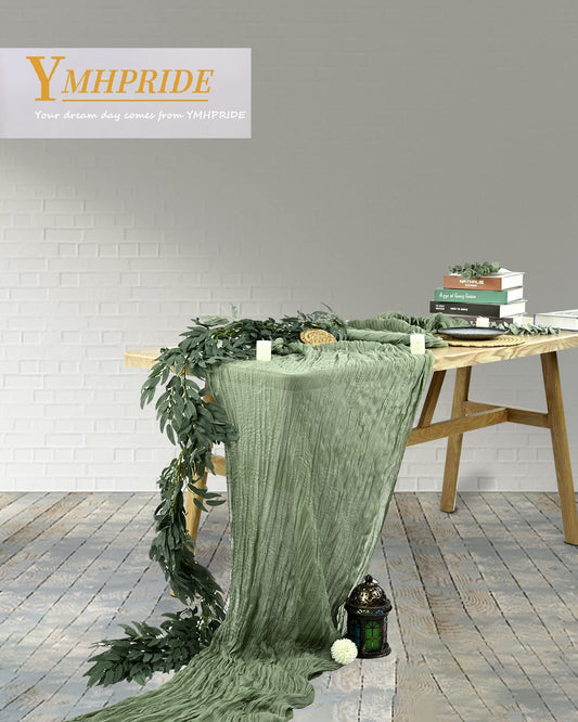 Seihtuch Tischläufer Salbeigrün